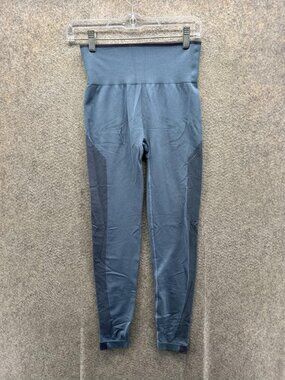 Adidas Leggings Womens Small Blue Compression High Rise Stripe Yoga Pants